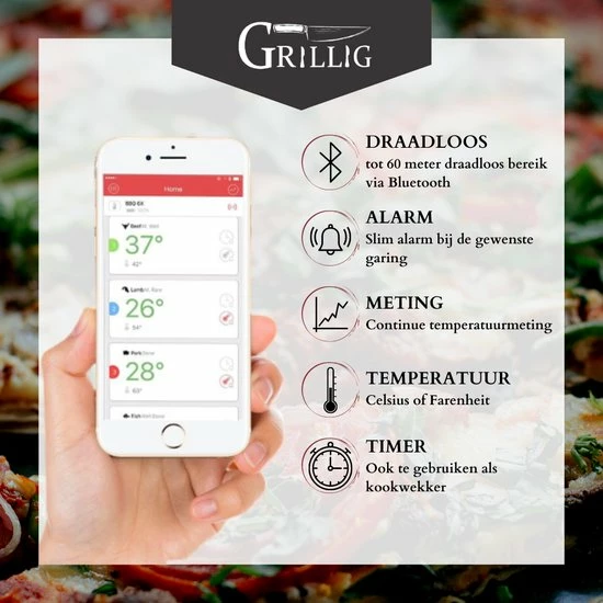 Top 10 ???? Grillig - Pro Smart Vleesthermometer - Draadloze BBQ Thermometer Met 6 Sondes - Geschikt Voor BBQ - Oven - Grill - Formuis - Inclusief Batterij En App ⌛ 8 Top 10 ???? Grillig - Pro Smart Vleesthermometer - Draadloze BBQ Thermometer Met 6 Sondes - Geschikt Voor BBQ - Oven - Grill - Formuis - Inclusief Batterij En App ⌛ - Afbeelding 8
