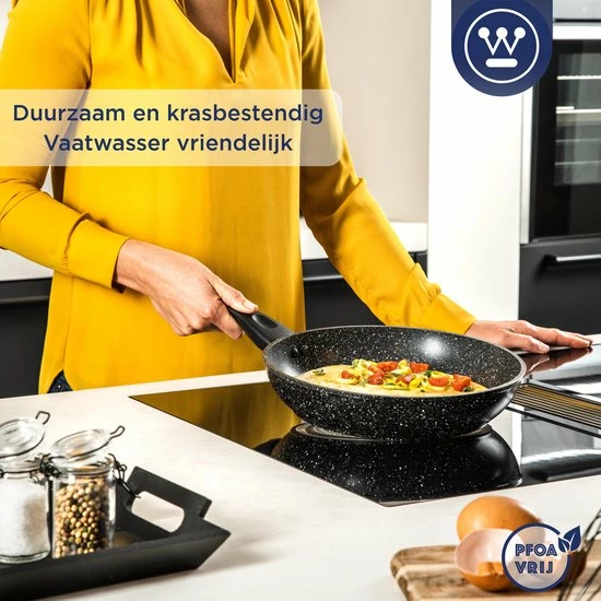 Korting ???? Westinghouse Koekenpan Inductie - Ø 28 Cm - Zwart Marmer ⭐ 6 Korting ???? Westinghouse Koekenpan Inductie - Ø 28 Cm - Zwart Marmer ⭐ - Afbeelding 6