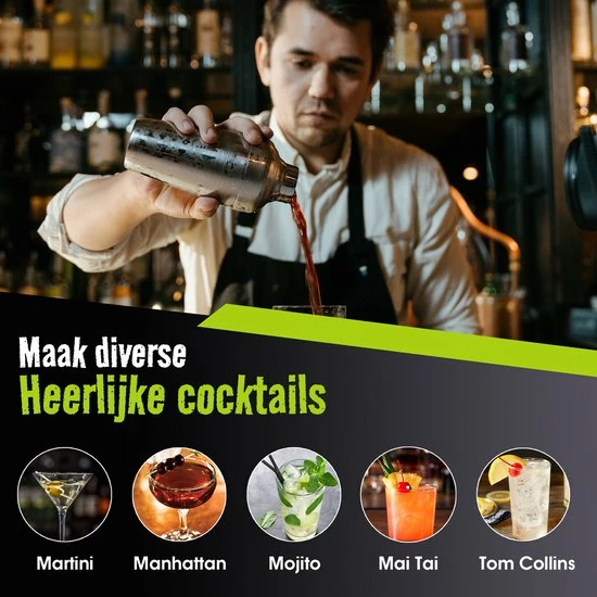 Flash-uitverkoop ???? Cocktail Set Swissl | Luxe Cocktail Shaker Set Met Cocktail Boekje | Cocktail Stamper | Recepten Boekje | 10-delig | Swissl ???? 4 Flash-uitverkoop ???? Cocktail Set Swissl | Luxe Cocktail Shaker Set Met Cocktail Boekje | Cocktail Stamper | Recepten Boekje | 10-delig | Swissl ???? - Afbeelding 4