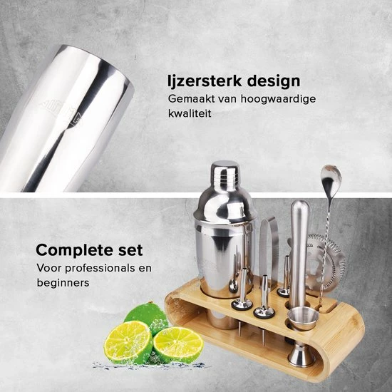 Hete verkoop ???? Nimma Cocktail Shaker Set - Incl. Stamper En E-Book - Cocktailshaker Houder - 13 Delige Cocktailset - RVS - 750ML ???? 3 Hete verkoop ???? Nimma Cocktail Shaker Set - Incl. Stamper En E-Book - Cocktailshaker Houder - 13 Delige Cocktailset - RVS - 750ML ???? - Afbeelding 3