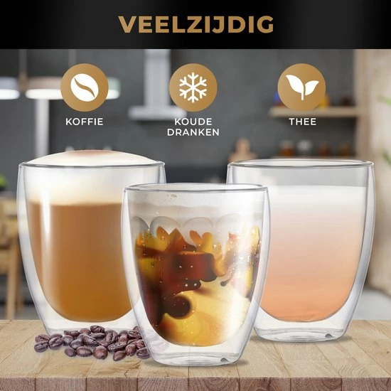 Korting ???? RoyalGoods® Dubbelwandige Glazen – Koffieglazen - Theeglazen – 450ML – 2 Stuks – Cappuccino Glazen - Latte Macchiato Glazen ???? 4 Korting ???? RoyalGoods® Dubbelwandige Glazen – Koffieglazen - Theeglazen – 450ML – 2 Stuks – Cappuccino Glazen - Latte Macchiato Glazen ???? - Afbeelding 4