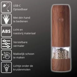 Korting ???? Merkloos Gov Products Elektrische Peper- En Zoutmolen Set Hout Met Lampje - Pepermolen - Kruidenmolen ???? 10 Korting ???? Merkloos Gov Products Elektrische Peper- En Zoutmolen Set Hout Met Lampje - Pepermolen - Kruidenmolen ???? -Tefal Shop 550x550 269