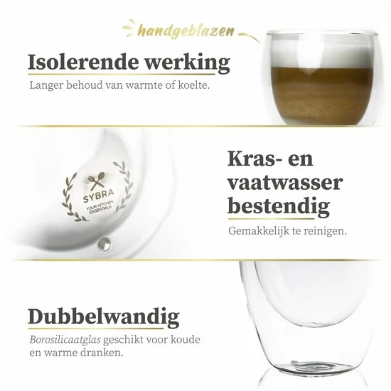 Beste Verkoop ???? Sybra Dubbelwandige Koffieglazen - 2x 350ml - Theeglazen - Latte Macchiato Glazen - Dubbelwandige Theeglazen ???? 2 Beste Verkoop ???? Sybra Dubbelwandige Koffieglazen - 2x 350ml - Theeglazen - Latte Macchiato Glazen - Dubbelwandige Theeglazen ???? - Afbeelding 2