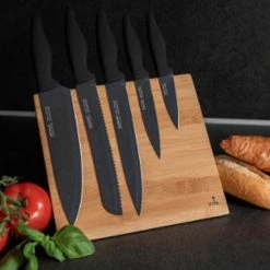 Coupon ???? Smile® Smile SNS-4 Messenset Met Magnetisch Blok - 5 Messen - Bamboe ????