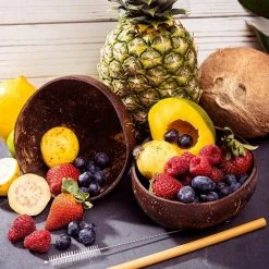 Hete verkoop ???? Ecowize Coconut Bowls (Set Van 3) - Kokosnoot Kom & Schaal - Met 3 Lepels, 3 Vorken En 8 Bamboe Rietjes - Zero Waste & Herbruikbaar - Duurzaam Cadeau ⌛ -Tefal Shop 550x550 565