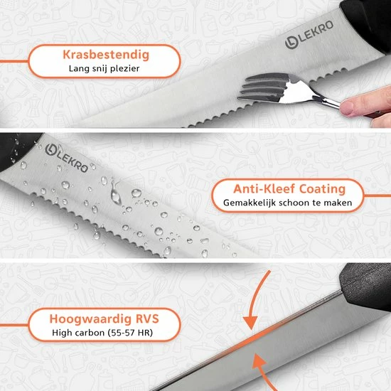 Kopen ???? Lekro Steakmessen – 8-delige Steakmessenset – Vaatwasserbestendig - RVS - Grijs ???? 2 Kopen ???? Lekro Steakmessen – 8-delige Steakmessenset – Vaatwasserbestendig - RVS - Grijs ???? - Afbeelding 2