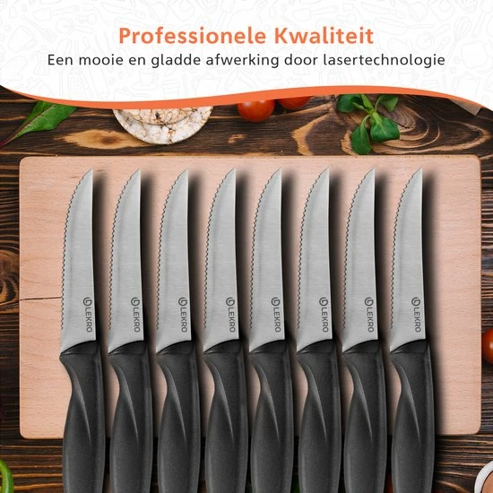 Kopen ???? Lekro Steakmessen – 8-delige Steakmessenset – Vaatwasserbestendig - RVS - Grijs ???? 7 Kopen ???? Lekro Steakmessen – 8-delige Steakmessenset – Vaatwasserbestendig - RVS - Grijs ???? - Afbeelding 7