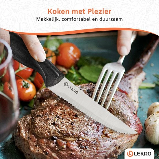 Kopen ???? Lekro Steakmessen – 8-delige Steakmessenset – Vaatwasserbestendig - RVS - Grijs ???? 8 Kopen ???? Lekro Steakmessen – 8-delige Steakmessenset – Vaatwasserbestendig - RVS - Grijs ???? - Afbeelding 8