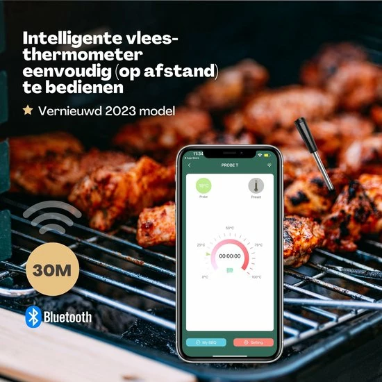 Gloednieuw ❤️ Vulpes Goods Vulpes Kitchen® Vleesthermometer Draadloos PRO - 2-in-1 Oventhermometer - BBQ Thermometer - App & Bluetooth - Thermometer Koken - Meater - RVS & Fast Charger - 30 Meter ???? 6 Gloednieuw ❤️ Vulpes Goods Vulpes Kitchen® Vleesthermometer Draadloos PRO - 2-in-1 Oventhermometer - BBQ Thermometer - App & Bluetooth - Thermometer Koken - Meater - RVS & Fast Charger - 30 Meter ???? - Afbeelding 6