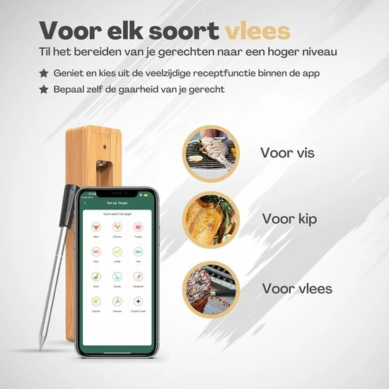 Gloednieuw ❤️ Vulpes Goods Vulpes Kitchen® Vleesthermometer Draadloos PRO - 2-in-1 Oventhermometer - BBQ Thermometer - App & Bluetooth - Thermometer Koken - Meater - RVS & Fast Charger - 30 Meter ???? 7 Gloednieuw ❤️ Vulpes Goods Vulpes Kitchen® Vleesthermometer Draadloos PRO - 2-in-1 Oventhermometer - BBQ Thermometer - App & Bluetooth - Thermometer Koken - Meater - RVS & Fast Charger - 30 Meter ???? - Afbeelding 7