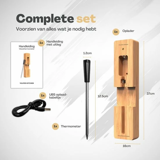 Gloednieuw ❤️ Vulpes Goods Vulpes Kitchen® Vleesthermometer Draadloos PRO - 2-in-1 Oventhermometer - BBQ Thermometer - App & Bluetooth - Thermometer Koken - Meater - RVS & Fast Charger - 30 Meter ???? 10 Gloednieuw ❤️ Vulpes Goods Vulpes Kitchen® Vleesthermometer Draadloos PRO - 2-in-1 Oventhermometer - BBQ Thermometer - App & Bluetooth - Thermometer Koken - Meater - RVS & Fast Charger - 30 Meter ???? - Afbeelding 10