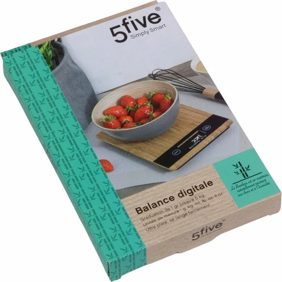Gloednieuw ???? 5five Digitale Keukenweegschaal Van Bamboe Max 5 Kilo - Precisie Weegschaal ???? 6 Gloednieuw ???? 5five Digitale Keukenweegschaal Van Bamboe Max 5 Kilo - Precisie Weegschaal ???? - Afbeelding 6