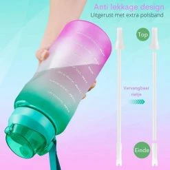 Top 10 ⭐ FLOOQ - Waterfles - Motivatie Waterfles - Drinkfles Met Tijdsmarketing - Bidon - Sportdrankfles - Grote Waterfles - Met Rietje - 2 Liter - Goud/Roze ✔️ -Tefal Shop 550x550 772