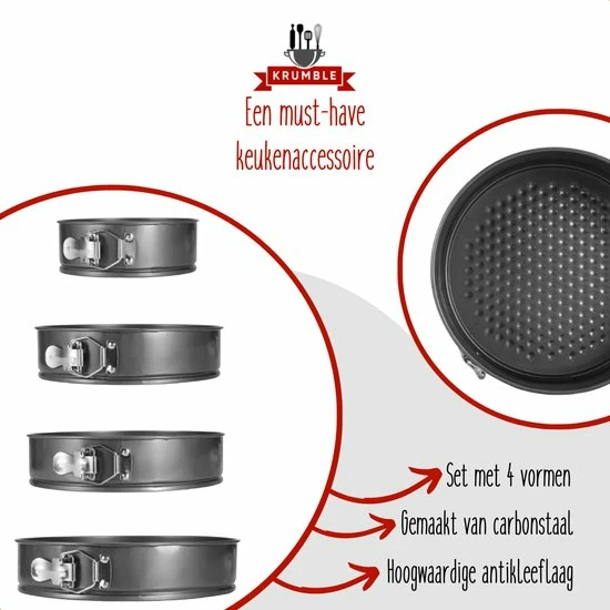 Hete verkoop ❤️ Krumble Springvorm Set - 4 Delig - Ø 26/24/18/12 Cm - Set Van Vier Spring Bakvormen - Taartvorm - Bakvorm - Anti-aanbak - Bakblik - Grijs ???? 6 Hete verkoop ❤️ Krumble Springvorm Set - 4 Delig - Ø 26/24/18/12 Cm - Set Van Vier Spring Bakvormen - Taartvorm - Bakvorm - Anti-aanbak - Bakblik - Grijs ???? - Afbeelding 6