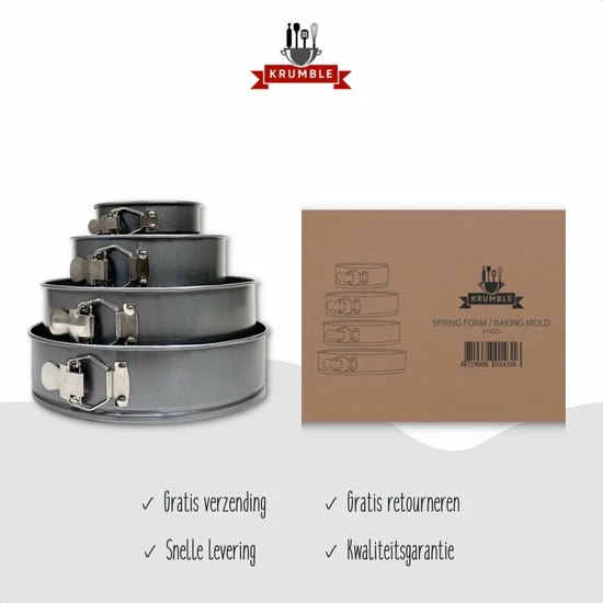 Hete verkoop ❤️ Krumble Springvorm Set - 4 Delig - Ø 26/24/18/12 Cm - Set Van Vier Spring Bakvormen - Taartvorm - Bakvorm - Anti-aanbak - Bakblik - Grijs ???? 9 Hete verkoop ❤️ Krumble Springvorm Set - 4 Delig - Ø 26/24/18/12 Cm - Set Van Vier Spring Bakvormen - Taartvorm - Bakvorm - Anti-aanbak - Bakblik - Grijs ???? - Afbeelding 9