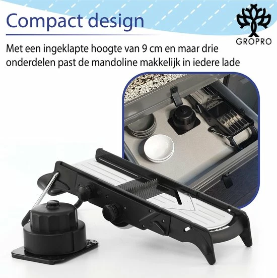 Begroting ???? Gropro Mandoline V-blade All In One - Centreer Mes - Roestvrij Staal - Julienne, Plakjes Of Blokjes - Keukensnijder - Snijmachine - Groentesnijder ❤️ 9 Begroting ???? Gropro Mandoline V-blade All In One - Centreer Mes - Roestvrij Staal - Julienne, Plakjes Of Blokjes - Keukensnijder - Snijmachine - Groentesnijder ❤️ - Afbeelding 9
