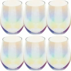 Beste deal ???? Secret De Gourmet Set Van 6x Stuks Tumbler Glazen Parelmoer Fantasy 540 Ml Van Glas - Drinkglazen - Waterglazen ⌛
