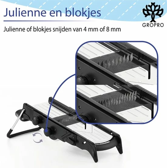 Begroting ???? Gropro Mandoline V-blade All In One - Centreer Mes - Roestvrij Staal - Julienne, Plakjes Of Blokjes - Keukensnijder - Snijmachine - Groentesnijder ❤️ 11 Begroting ???? Gropro Mandoline V-blade All In One - Centreer Mes - Roestvrij Staal - Julienne, Plakjes Of Blokjes - Keukensnijder - Snijmachine - Groentesnijder ❤️ - Afbeelding 11