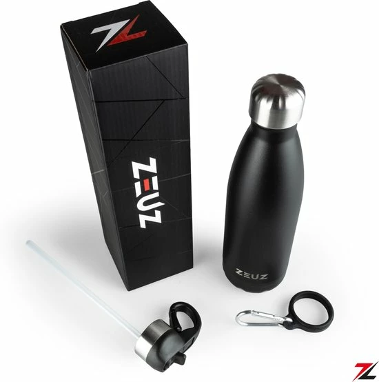 Nieuw ⭐ ZEUZ® Premium RVS Thermosfles & Drinkfles - Isoleerfles – Waterfles Met Rietje - BPA Vrij – 500 Ml - Mat Zwart ???? 4 Nieuw ⭐ ZEUZ® Premium RVS Thermosfles & Drinkfles - Isoleerfles – Waterfles Met Rietje - BPA Vrij – 500 Ml - Mat Zwart ???? - Afbeelding 4
