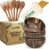 Hete verkoop ???? Ecowize Coconut Bowls (Set Van 3) - Kokosnoot Kom & Schaal - Met 3 Lepels, 3 Vorken En 8 Bamboe Rietjes - Zero Waste & Herbruikbaar - Duurzaam Cadeau ⌛