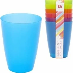 Korting ???? Merkloos 6x Gekleurde Drinkbekers/mokken Kunststof 10 Cm - Limonade Bekers - Campingservies/picknickservies ????