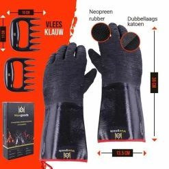 Groothandel ❤️ Wowgoods® Extra Lange Ovenwanten Tot 500°C - Hittebestendige BBQ Handschoenen Met Vleesklauwen ✔️ -Tefal Shop 550x567 1
