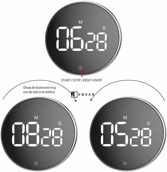 Goedkoop ???? RSQUAD® - Digitale Timer - Pomodoro Timer - Digitale Kookwekker - Magnetisch - LED Scherm - Handige Draaiknop - Keukentimer ???? 4 Goedkoop ???? RSQUAD® - Digitale Timer - Pomodoro Timer - Digitale Kookwekker - Magnetisch - LED Scherm - Handige Draaiknop - Keukentimer ???? - Afbeelding 4