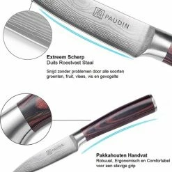 Korting ✔️ PAUDIN N8 Professioneel RVS Japans Groentemes 9 Cm - Vlijmscherp Schilmes Gemaakt Van Hoogwaardig Roestvast Duits Carbonstaal - Damascus Patroon - Klein Officemes - Nu Extra Scherp Geprijst - Black Friday - Sint En Kerst ???? -Tefal Shop 550x586 4