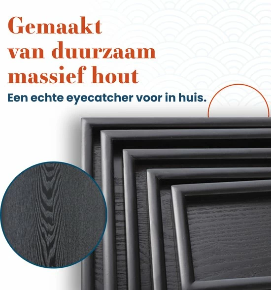 Gloednieuw ???? MIRO. MIRO Houten Dienblad Vierkant - Decoratieve Dienbladen - Serveerblad - Sierblad - 36 X 36 CM - Zwart ???? 6 Gloednieuw ???? MIRO. MIRO Houten Dienblad Vierkant - Decoratieve Dienbladen - Serveerblad - Sierblad - 36 X 36 CM - Zwart ???? - Afbeelding 6