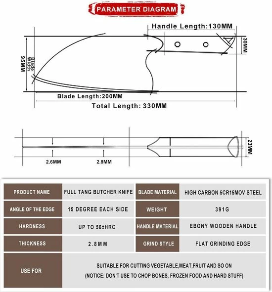 Beste Pirce ???? STORX Hakbijl - Slagersmes - BBQ - Handmade - Hak Mes - Mes - Mannen - Koken - BBQ Master - Roestvrij Staal - Stoer - Handgemaakt - Koksmes - CADEAU TIP! ???? 6 Beste Pirce ???? STORX Hakbijl - Slagersmes - BBQ - Handmade - Hak Mes - Mes - Mannen - Koken - BBQ Master - Roestvrij Staal - Stoer - Handgemaakt - Koksmes - CADEAU TIP! ???? - Afbeelding 6