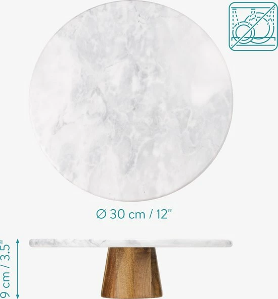 Gloednieuw ❤️ Navaris Draaibaar Taartplateau Van Marmer - 30 Cm Doorsnee - Voor Het Presenteren En Aansnijden Van Taarten - Met Houten Voet ???? 6 Gloednieuw ❤️ Navaris Draaibaar Taartplateau Van Marmer - 30 Cm Doorsnee - Voor Het Presenteren En Aansnijden Van Taarten - Met Houten Voet ???? - Afbeelding 6