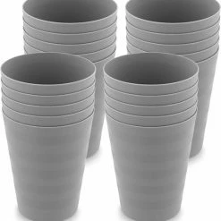 Coupon ???? In Round Herbruikbare Plastic Drink Bekers – 20 Stuks – Grijs ✔️