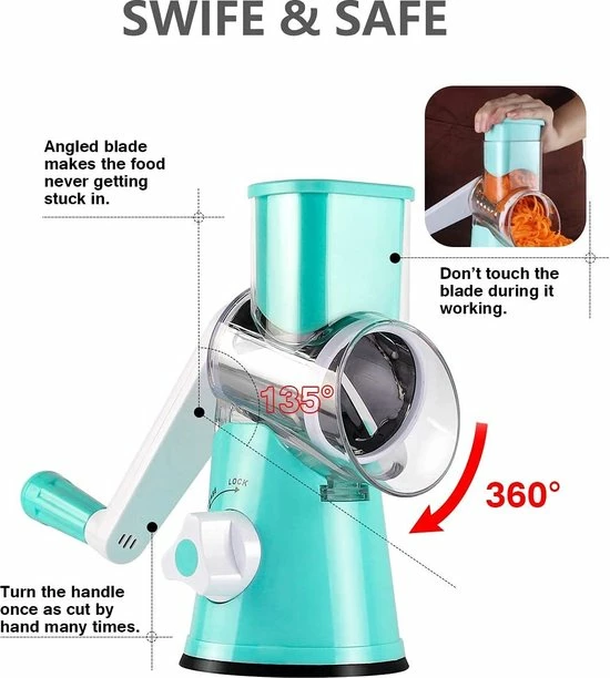 Begroting ???? Borvat® | Premium Spiraalrasp - 3-in-1 Roterende Groentesnijder – Roterende Kaasrasp ❤️ 6 Begroting ???? Borvat® | Premium Spiraalrasp - 3-in-1 Roterende Groentesnijder – Roterende Kaasrasp ❤️ - Afbeelding 6