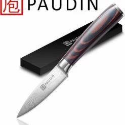 Korting ✔️ PAUDIN N8 Professioneel RVS Japans Groentemes 9 Cm - Vlijmscherp Schilmes Gemaakt Van Hoogwaardig Roestvast Duits Carbonstaal - Damascus Patroon - Klein Officemes - Nu Extra Scherp Geprijst - Black Friday - Sint En Kerst ????