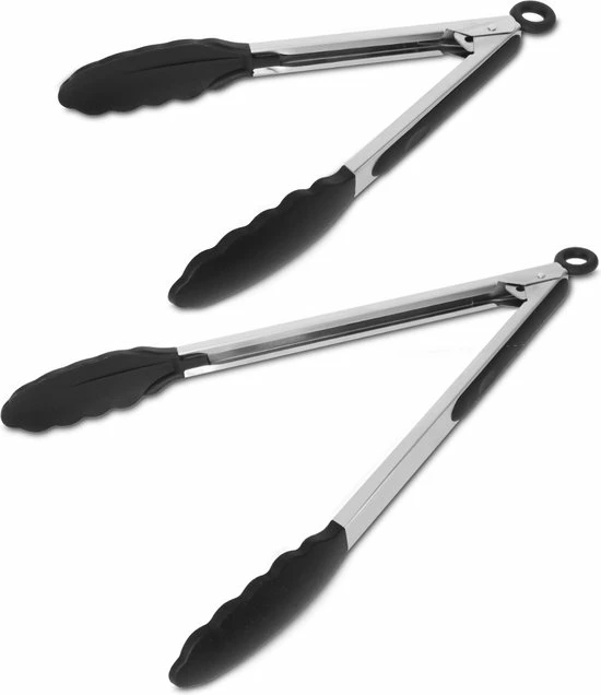 Goedkoop ???? Navaris Keukentang Set Van 2 - Serveertang - Voedseltang - Vleestang - Barbecuetang - Roestvrij Staal En Siliconen - 23 & 30 Cm - Zwart ???? 3 Goedkoop ???? Navaris Keukentang Set Van 2 - Serveertang - Voedseltang - Vleestang - Barbecuetang - Roestvrij Staal En Siliconen - 23 & 30 Cm - Zwart ???? - Afbeelding 3