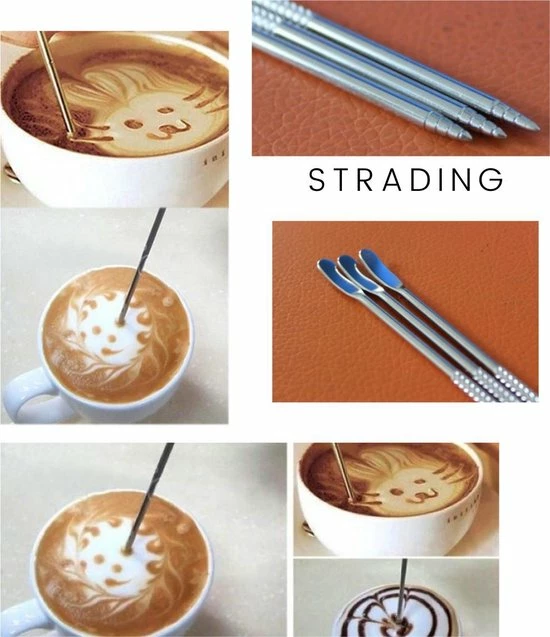 Top 10 ???? Trading Barista Cappucino Latte Art Pen Set - Koffie Sjablonen Met 16 Cacaostrooier Sjablonen Pencil - Accesoires ???? 3 Top 10 ???? Trading Barista Cappucino Latte Art Pen Set - Koffie Sjablonen Met 16 Cacaostrooier Sjablonen Pencil - Accesoires ???? - Afbeelding 3