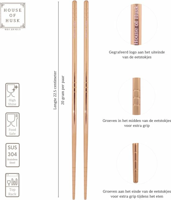 Beste Verkoop ???? House Of Husk Chopsticks Set - Koreaanse Eetstokjes - Vaatwasserbestendig - RVS - 5 Paar - Rose Goud ⌛ 2 Beste Verkoop ???? House Of Husk Chopsticks Set - Koreaanse Eetstokjes - Vaatwasserbestendig - RVS - 5 Paar - Rose Goud ⌛ - Afbeelding 2