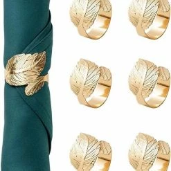 Hete verkoop ???? Full Bloom Servetringen Kerst 6 Stuks - Servetring Goud - Servet Ringen Voor Servet Van Katoen - Servet Ring Voor Servetten Van Linnen ????