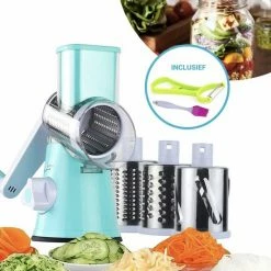 Begroting ???? Borvat® | Premium Spiraalrasp - 3-in-1 Roterende Groentesnijder – Roterende Kaasrasp ❤️