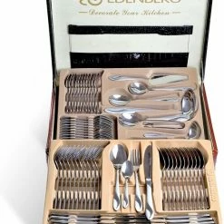 Beste Verkoop ???? EDENBERG Edënbërg Bestekset - Hoogglans/Mat - Chroomnikkelstaal 18/10 - 72-delig - Luxe Opbergkoffer ????