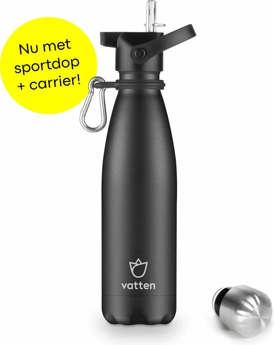 Nieuw ???? Vatten® Premium RVS Thermosfles - 500 Ml - Mat Zwart - Waterfles Met Rietje - Isoleerfles ???? 1 Nieuw ???? Vatten® Premium RVS Thermosfles - 500 Ml - Mat Zwart - Waterfles Met Rietje - Isoleerfles ????