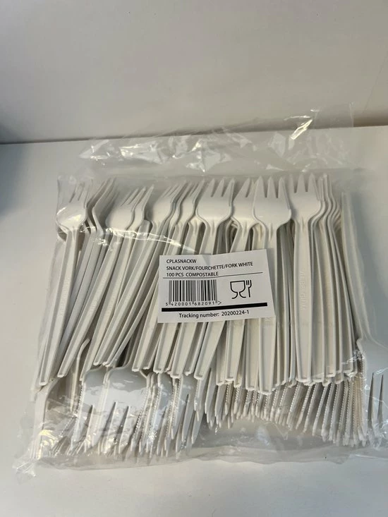 Begroting ???? H-Pack CPLA Bio Snackvork Met Snijrand 13cm WIT 100 Stuks | 100% Composteerbaar. Voor Horeca Friet, Snack, Eten, Partyfeest ❤️ 1 Begroting ???? H-Pack CPLA Bio Snackvork Met Snijrand 13cm WIT 100 Stuks | 100% Composteerbaar. Voor Horeca Friet, Snack, Eten, Partyfeest ❤️