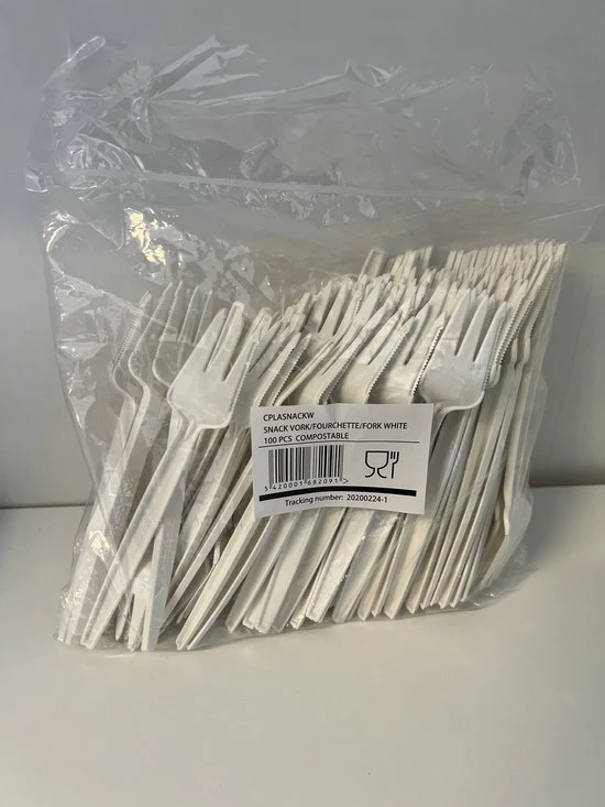 Begroting ???? H-Pack CPLA Bio Snackvork Met Snijrand 13cm WIT 100 Stuks | 100% Composteerbaar. Voor Horeca Friet, Snack, Eten, Partyfeest ❤️ 2 Begroting ???? H-Pack CPLA Bio Snackvork Met Snijrand 13cm WIT 100 Stuks | 100% Composteerbaar. Voor Horeca Friet, Snack, Eten, Partyfeest ❤️ - Afbeelding 2