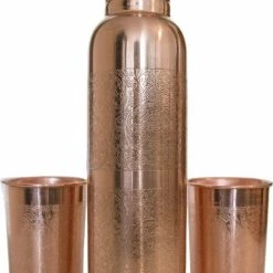 Hete verkoop ???? Stay Zen Giftset Koperen Waterfles + 2 Bekers - Geëtst ✔️