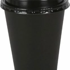Nieuw ❤️ Merkloos Kartonnen Koffiebeker 8oz 240ml Zwart + Zwarte Deksels + 5 Koffiekoejes- 100 Stuks - Wegwerp Papieren Bekers - Drank Bekers - Milieuvriendelijk ⌛