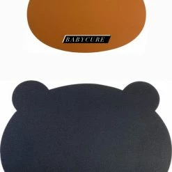 Coupon ???? Babycure Bear Placemats | Zwart & Cognac | Dubbelzijdig | Kunstleer | Tafel Onderlegger | Tafelgerij Voor Kinderen | Leuk Kado Om Te Geven! ????