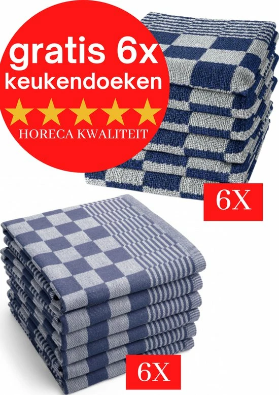 Aanbiedingen ???? Droomtextiel Droomtexiel® Horeca Kwaliteit Katoenen Theedoeken Set - 6x Theedoeken - Blauw Wit + Gratis 6 Keukendoeken T.w.v €22,95 ???? 1 Aanbiedingen ???? Droomtextiel Droomtexiel® Horeca Kwaliteit Katoenen Theedoeken Set - 6x Theedoeken - Blauw Wit + Gratis 6 Keukendoeken T.w.v €22,95 ????