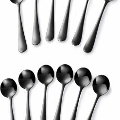 Goedkoopste ???? Alheco Set Van 12 Ronde Theelepels - 11.7cm - RVS - Koffielepels - Kleine Lepels Voor Koffie & Thee - Zwart ????