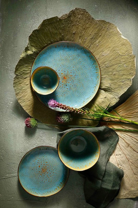Goedkoop ???? Palmer Bord Lotus 27.5 Cm Turquoise Zwart Stoneware 4 Stuk(s) ???? 2 Goedkoop ???? Palmer Bord Lotus 27.5 Cm Turquoise Zwart Stoneware 4 Stuk(s) ???? - Afbeelding 2