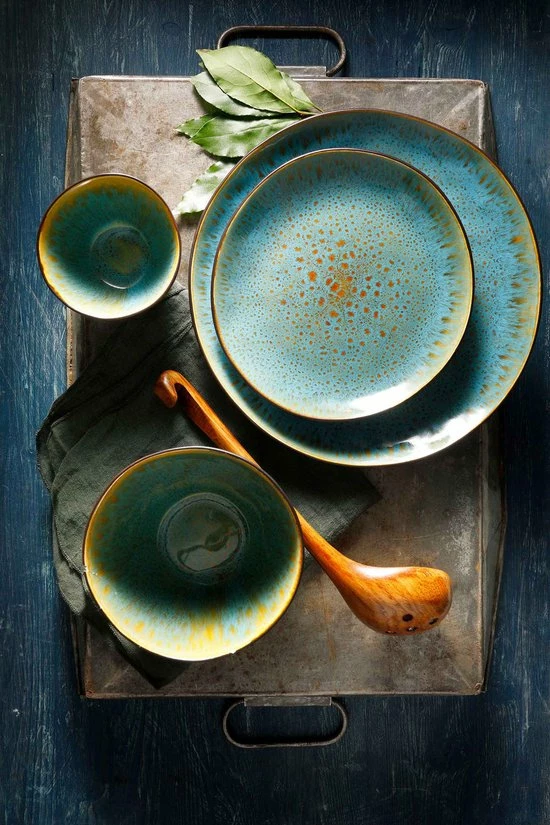 Goedkoop ???? Palmer Bord Lotus 27.5 Cm Turquoise Zwart Stoneware 4 Stuk(s) ???? 4 Goedkoop ???? Palmer Bord Lotus 27.5 Cm Turquoise Zwart Stoneware 4 Stuk(s) ???? - Afbeelding 4